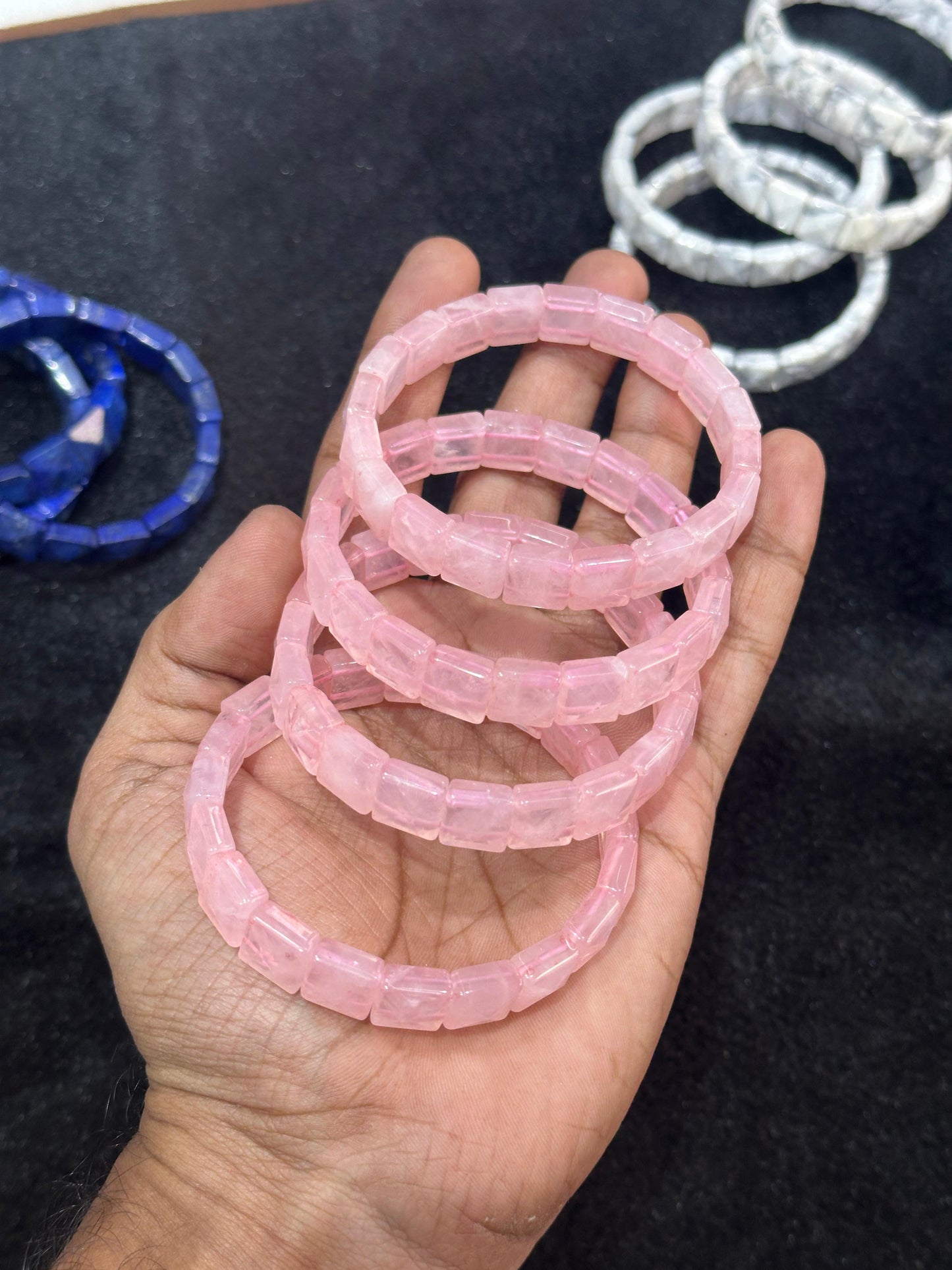 Rose Quartz Pyramid Bracelet