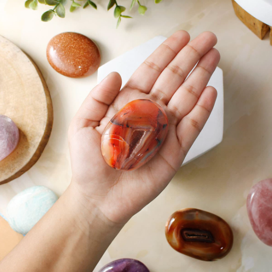Red Carnelian Palm Stone