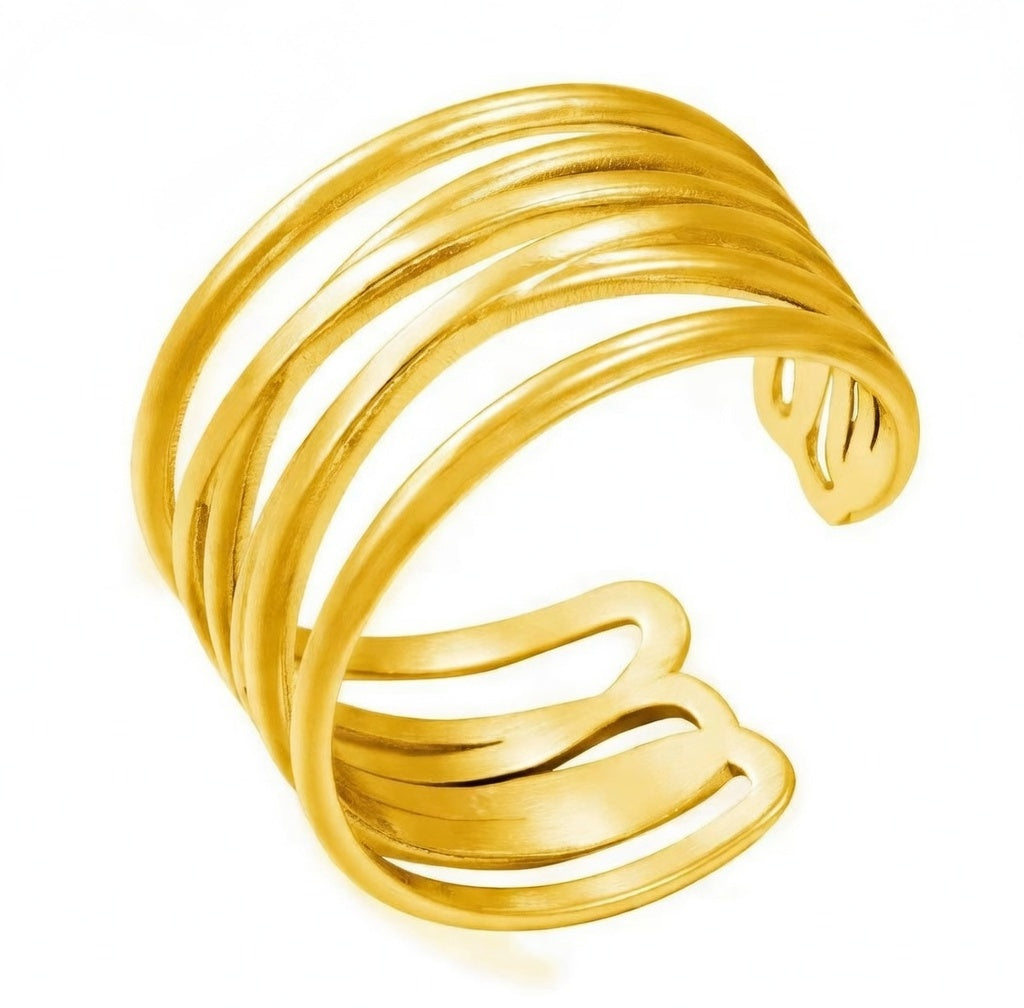 Multi-Layer Gold Cuff Ring
