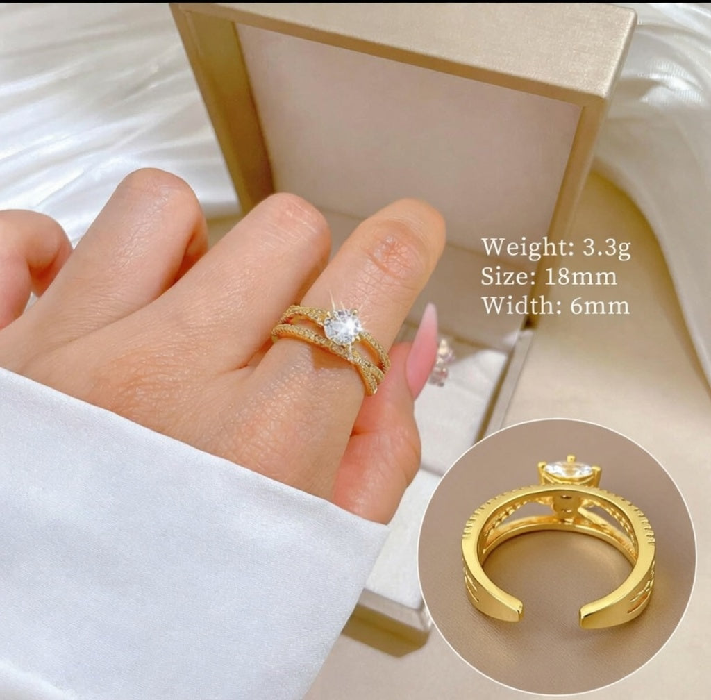 Brilliant Solitaire Double Band Ring