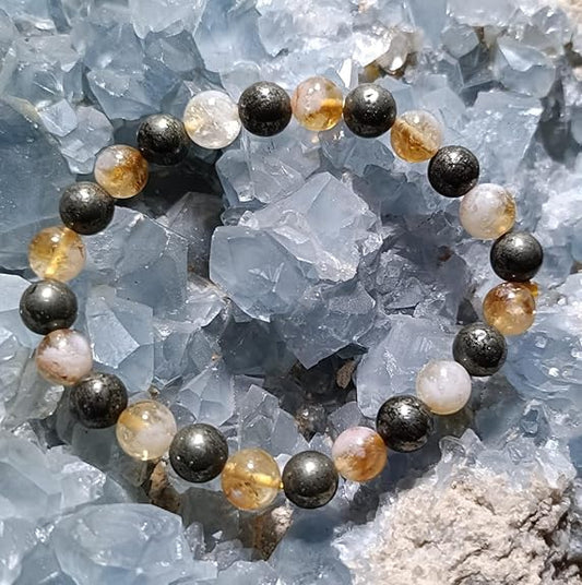 Citrine With Pyrite Crystal Bracelet