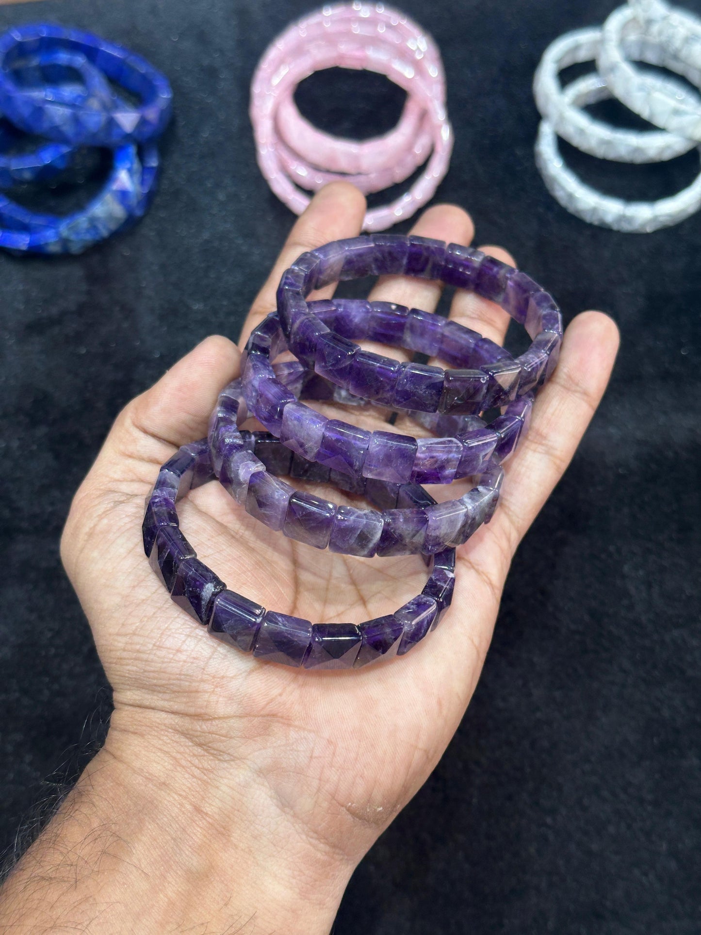 Amethyst Pyramid Bracelet