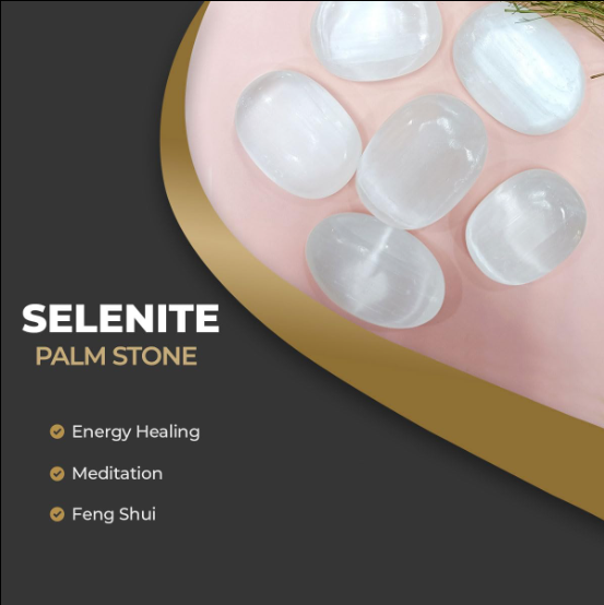 Selenite Palm Stone