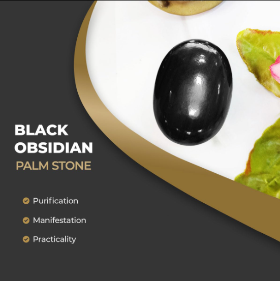 Black Obsidian Palm Stone