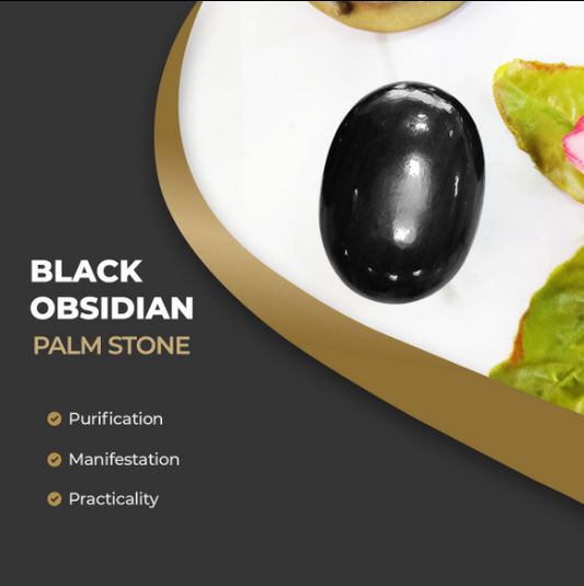 Black Obsidian Palm Stone