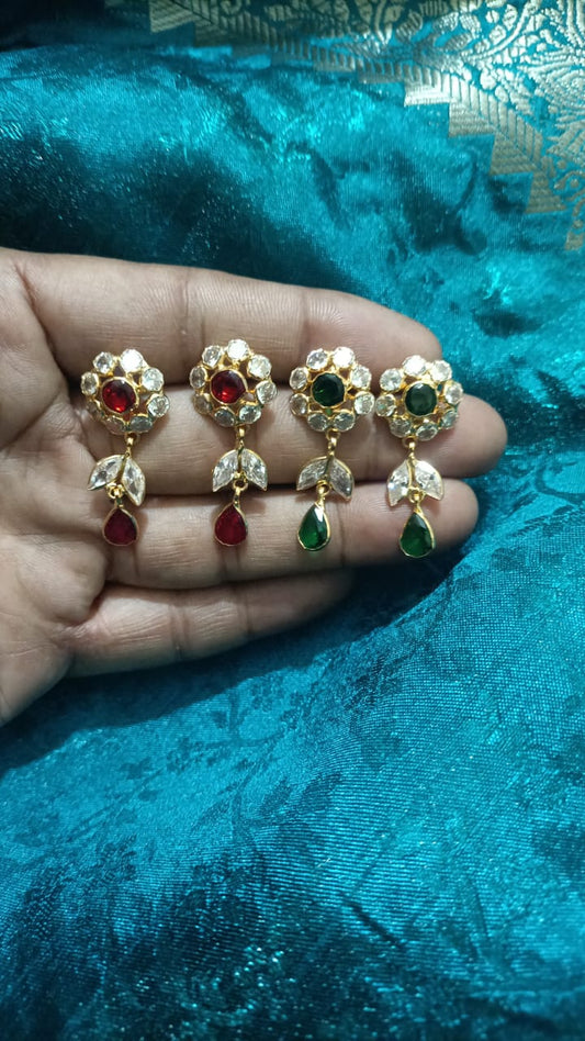 Gold-Plated Floral Drop Earrings.