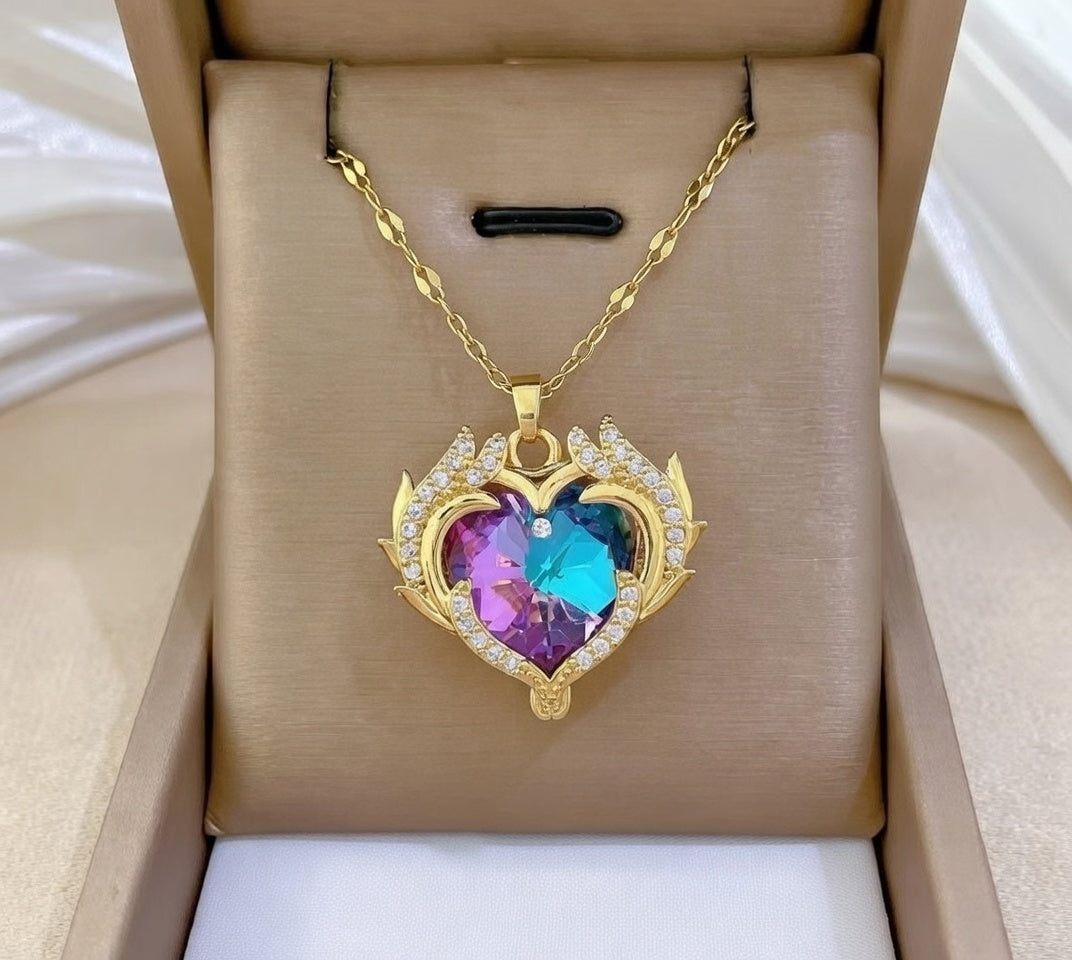 The Ocean And Fire Heart Necklace