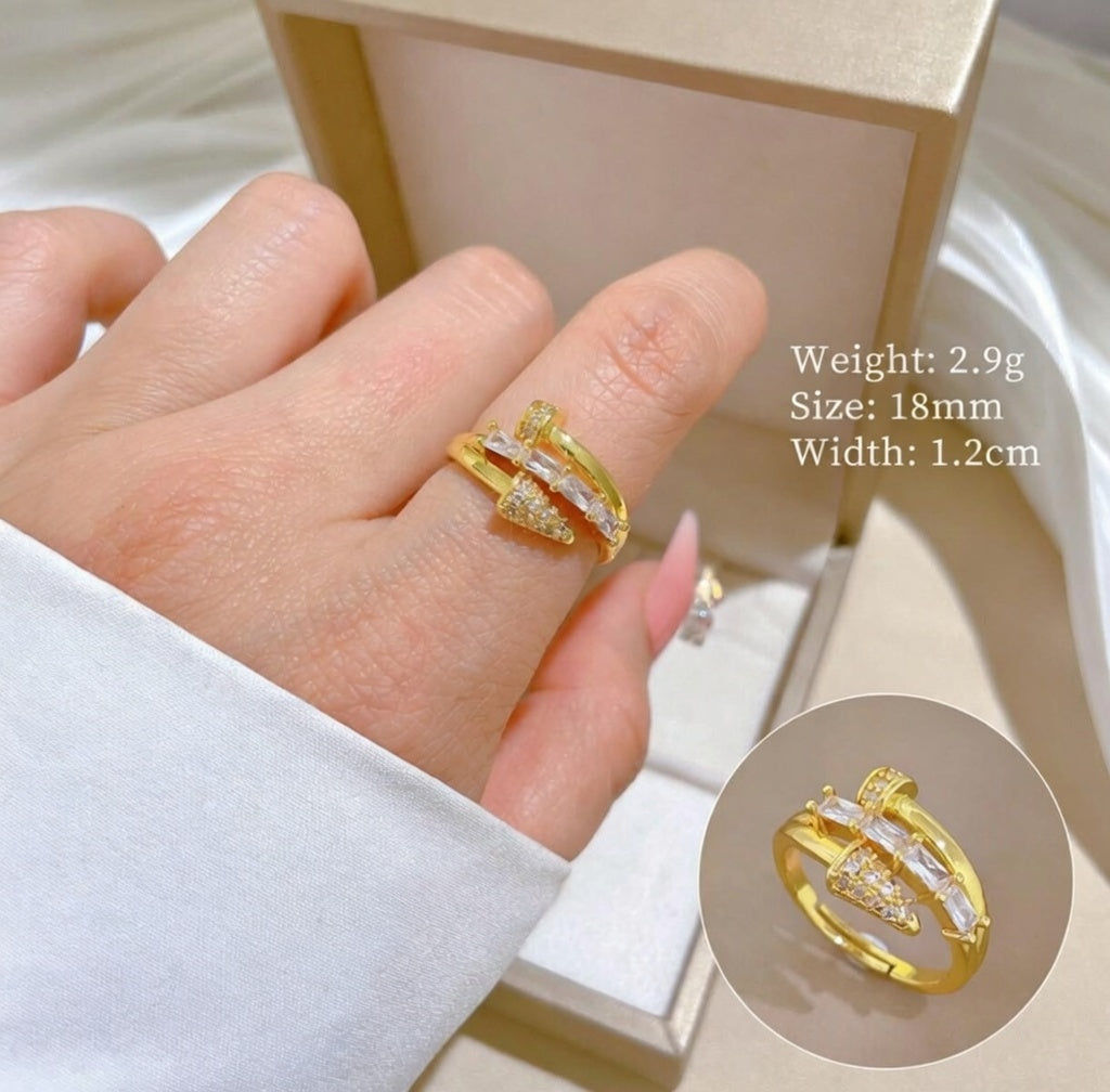 Gold Crystal Wrap Statement Ring