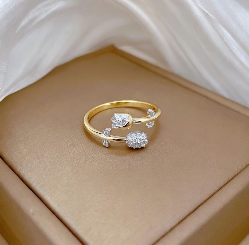 Elegant Dual Stone Open Ring