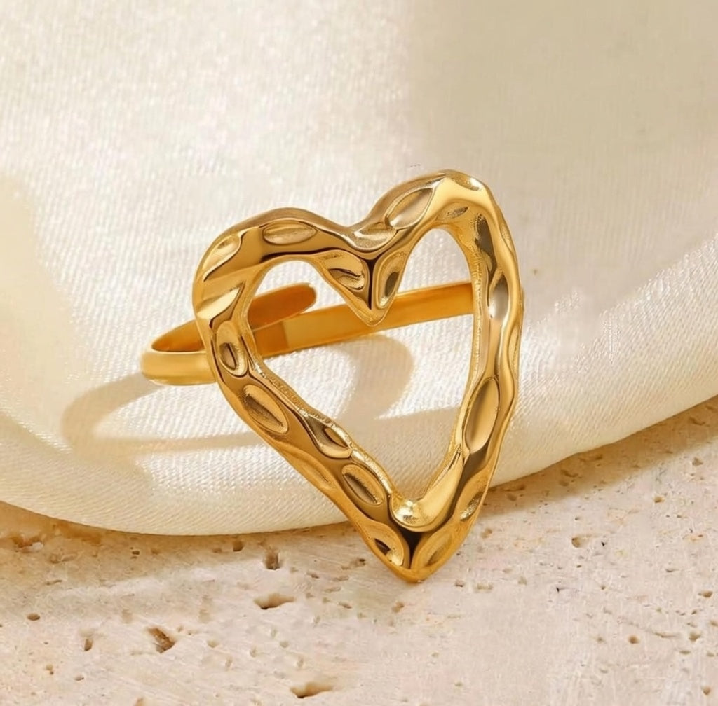 Textured Open Heart Ring