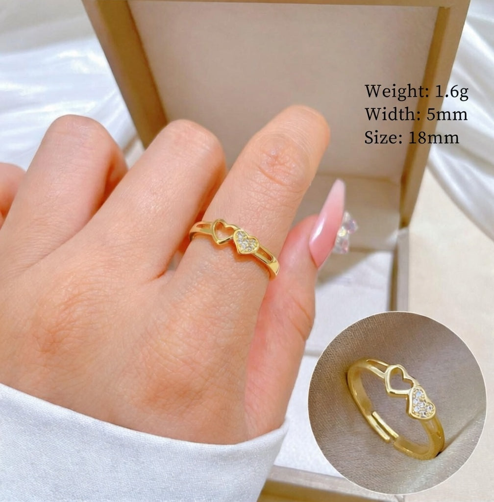 Double Heart Crystal Ring