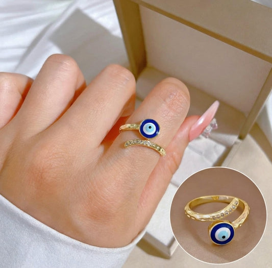 Blue Evil Eye Crystal Ring