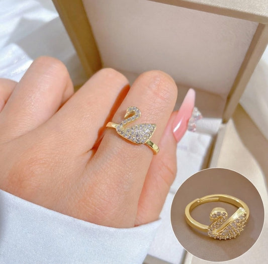 Crystal Swan Ring