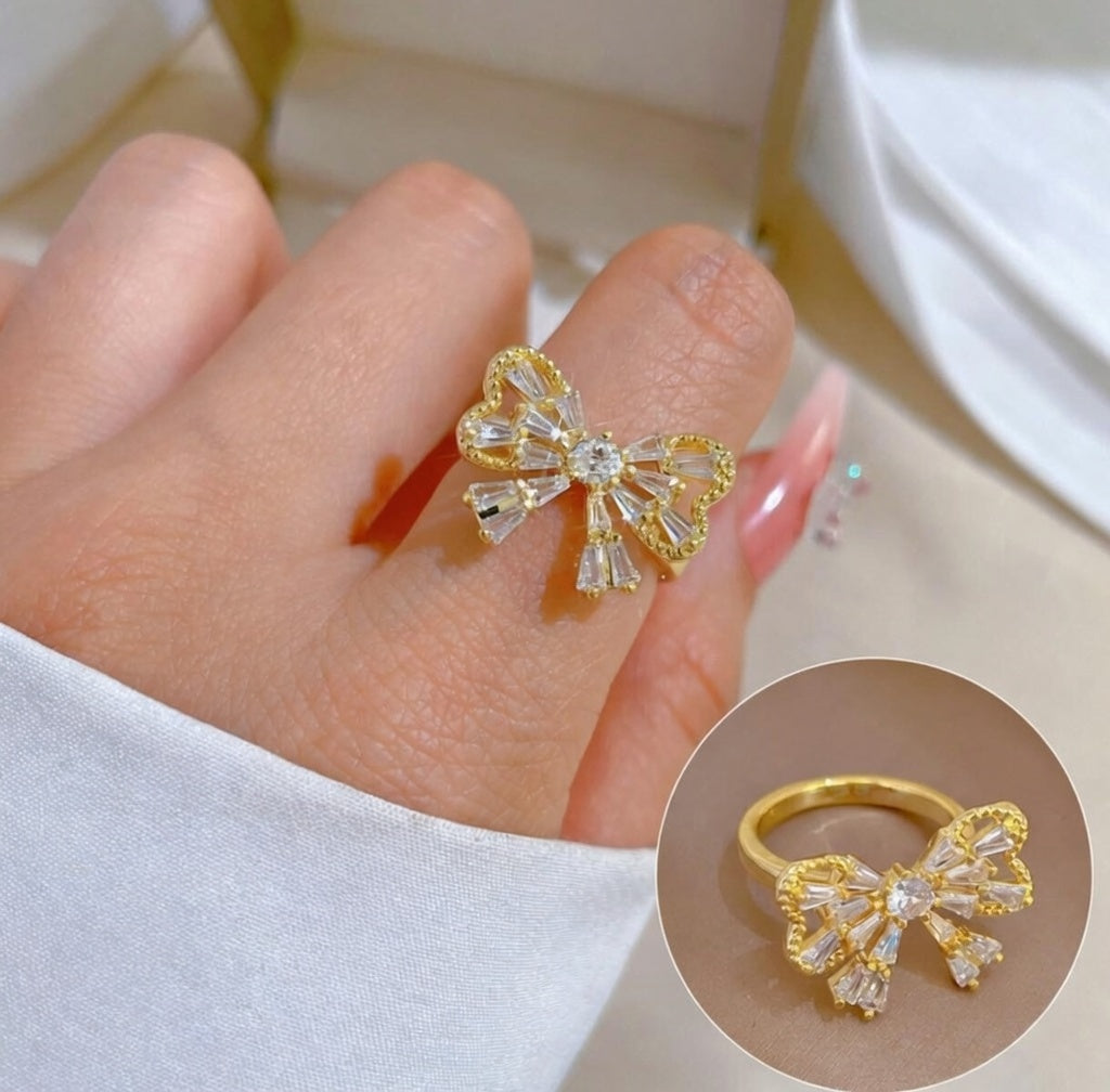 Crystal Bow Statement Ring