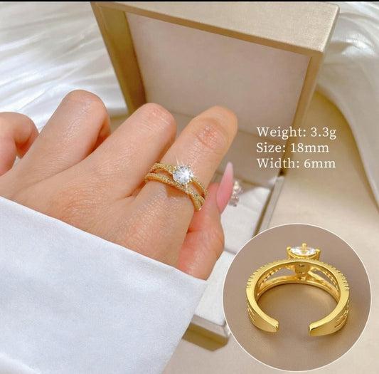 Brilliant Solitaire Double Band Ring