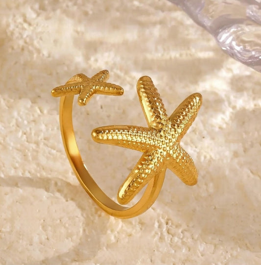 Golden Starfish Open Ring