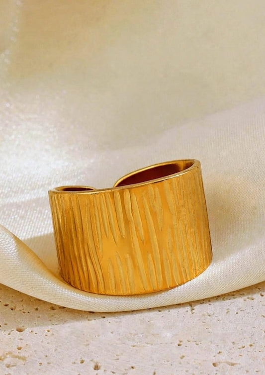 Golden Textured Cuff Ring